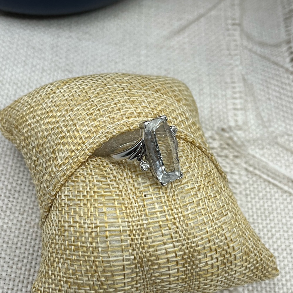 Vintage Estate Sterling Silver Faceted Emerald-Cut Statement Ring Size 7 - Picture 15 of 17